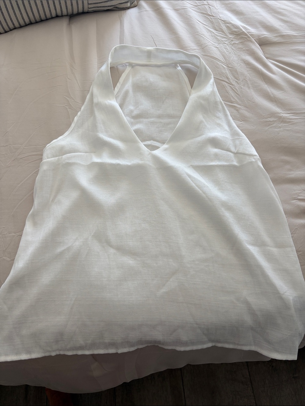 Women's White Halter linen Tank Top